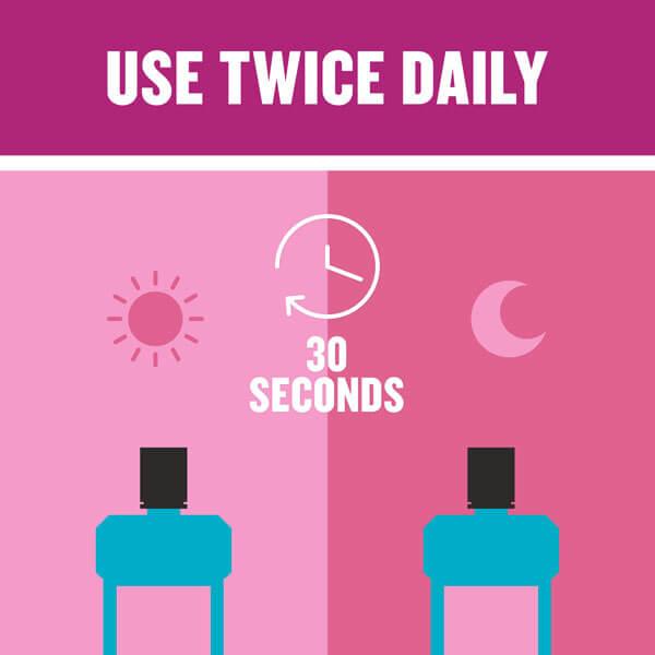 Use Listerine twice daily for 60 seconds