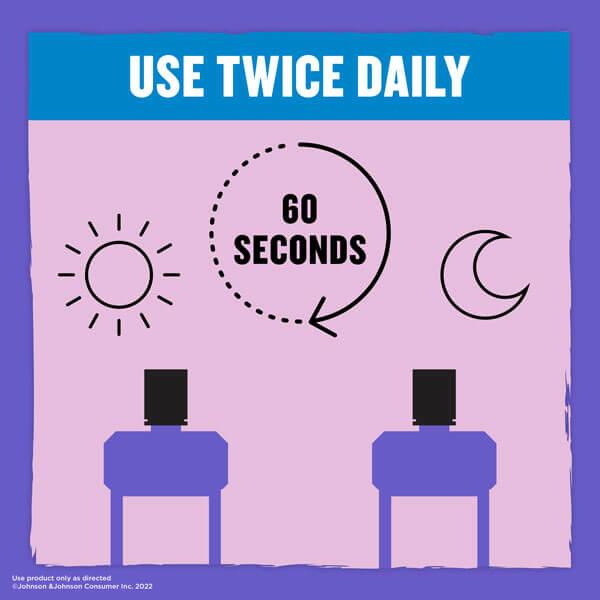 Use Listerine twice daily for 60 seconds