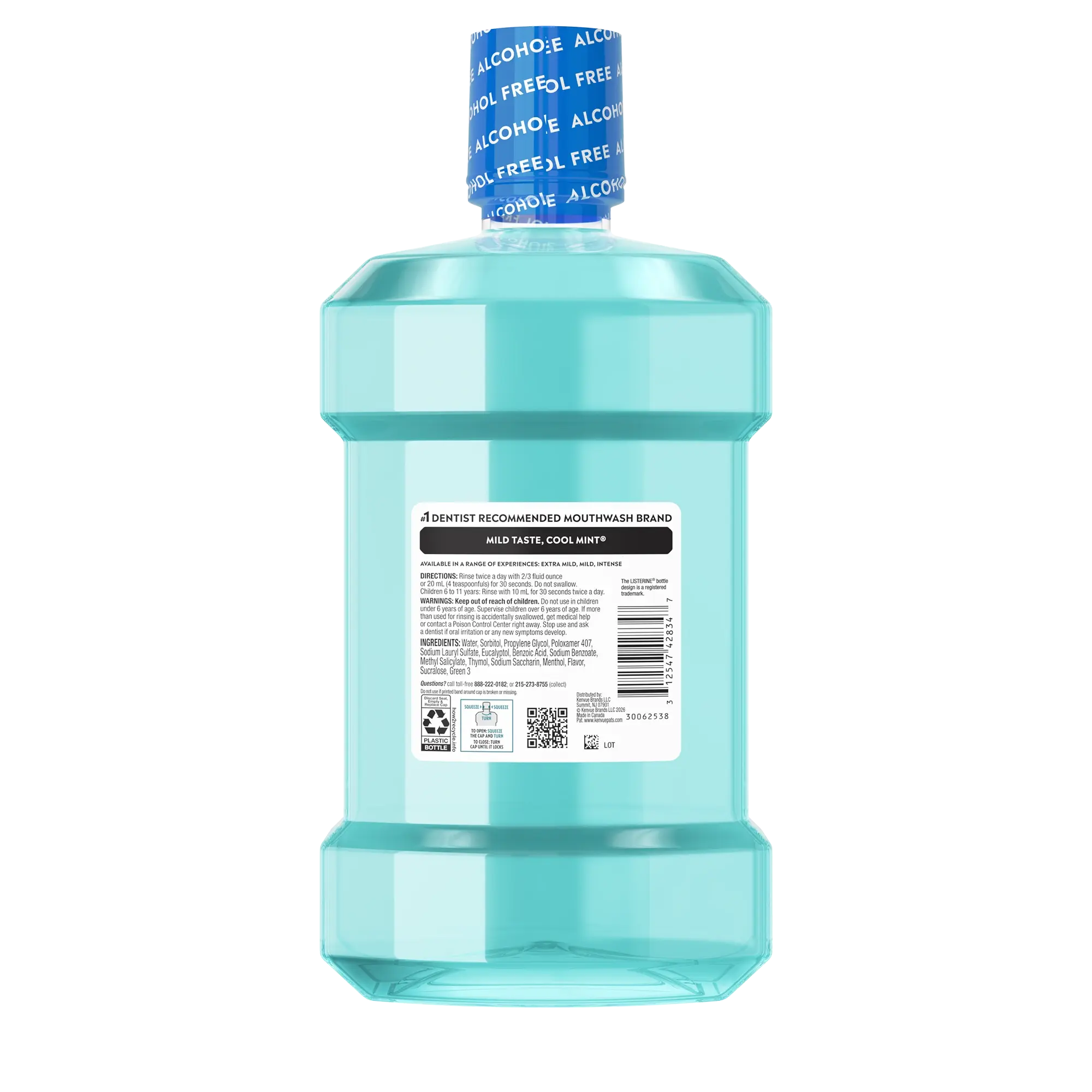 Back pack shot of LISTERINE® Alcohol-Free Mouthwash COOL MINT® 1.5L