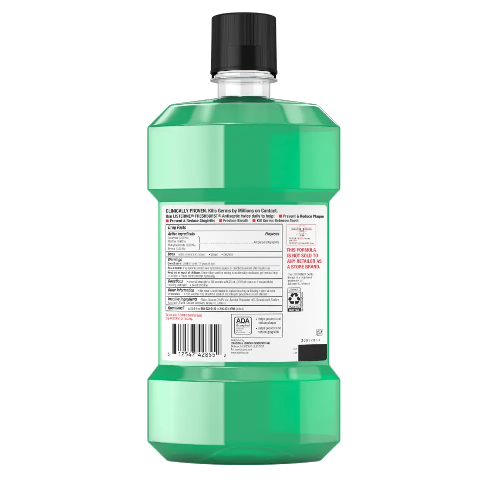 Back Pack Shot of LISTERINE® Antiseptic Mouthwash FRESHBURST® for Bad Breath 1.5Liters