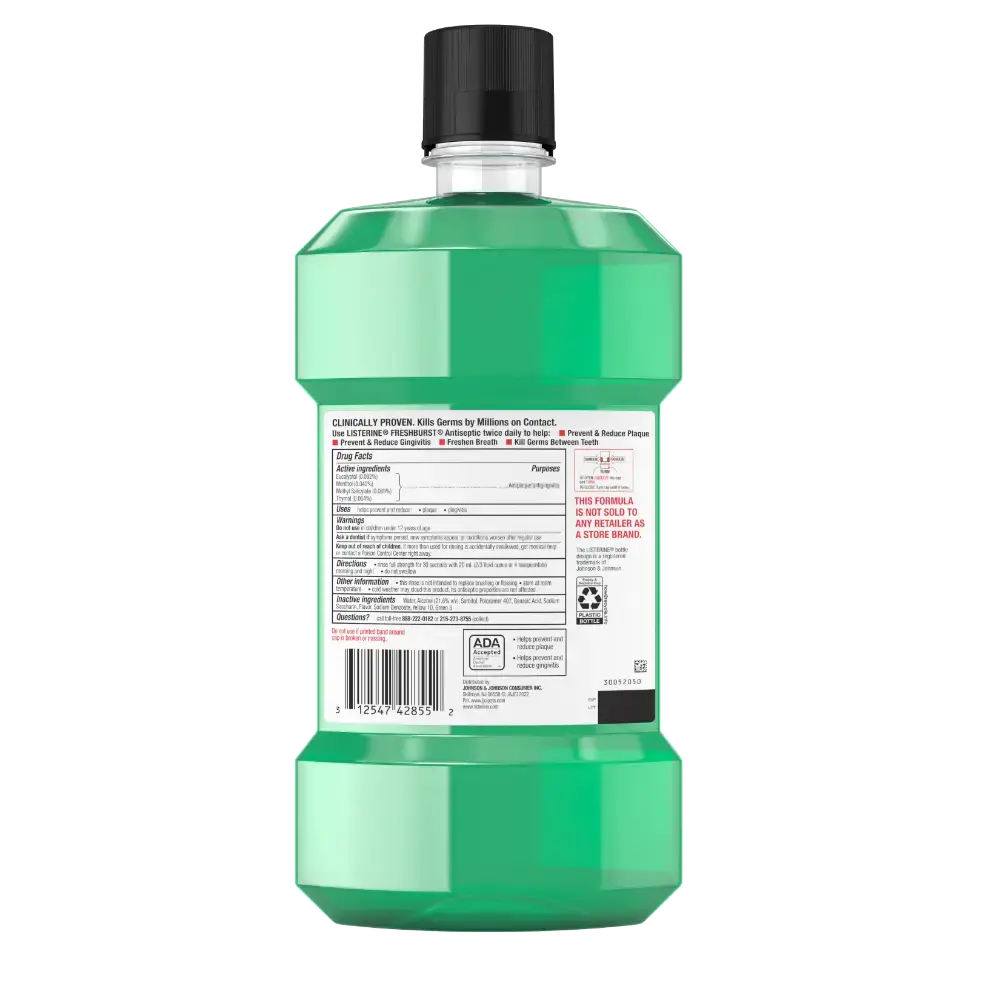 Back Pack Shot of LISTERINE® Antiseptic Mouthwash FRESHBURST® for Bad Breath 1.5Liters