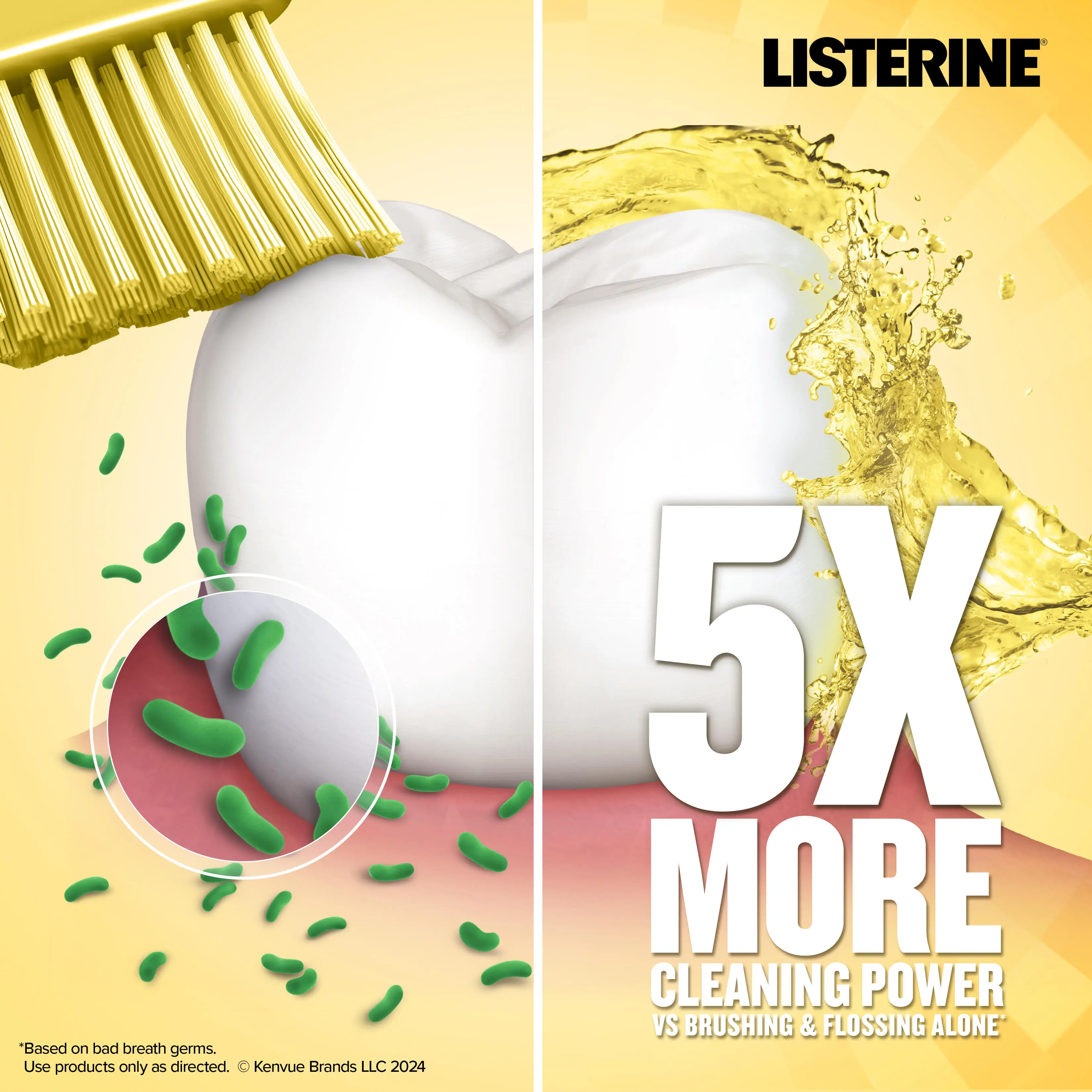 5x more cleaning power vs flossing & brushing alone