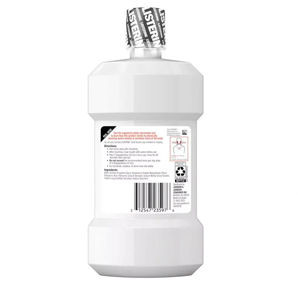LISTERINE® SENSITIVITY Zero Alcohol Mouthwash FRESH MINT back
