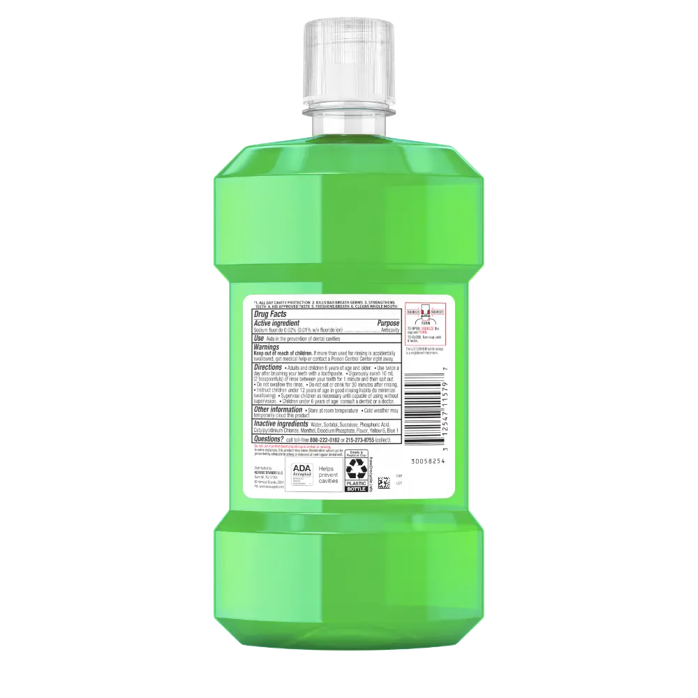 Back Pack Shot of LISTERINE® TOTAL CARE Kids Alcohol Free Anticavity Fluoride Mouthwash Mint Shield 500mL
