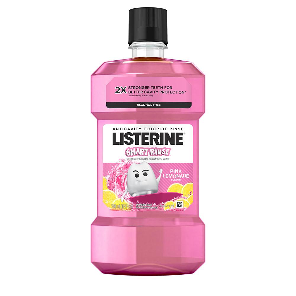 Listerine Anticavity Smart Rinse Mouthwash in Pink Lemonade + zero alcohol & protects from cavities