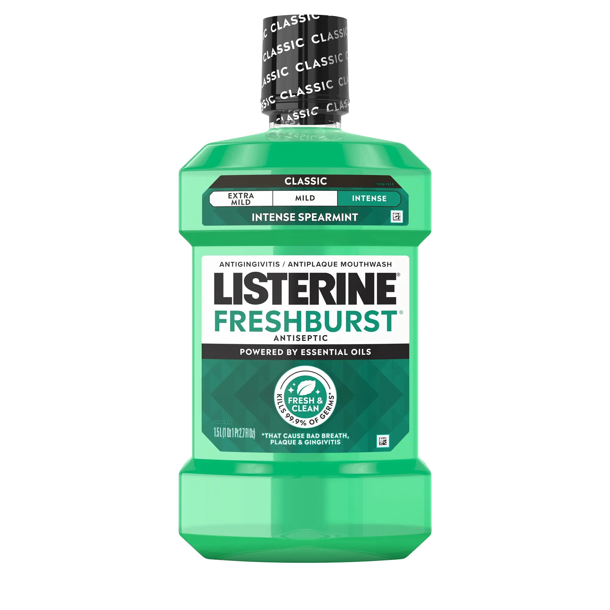 Front pack shot of LISTERINE® FRESHBURST® Intense Antiseptic Mouthwash 1.5L