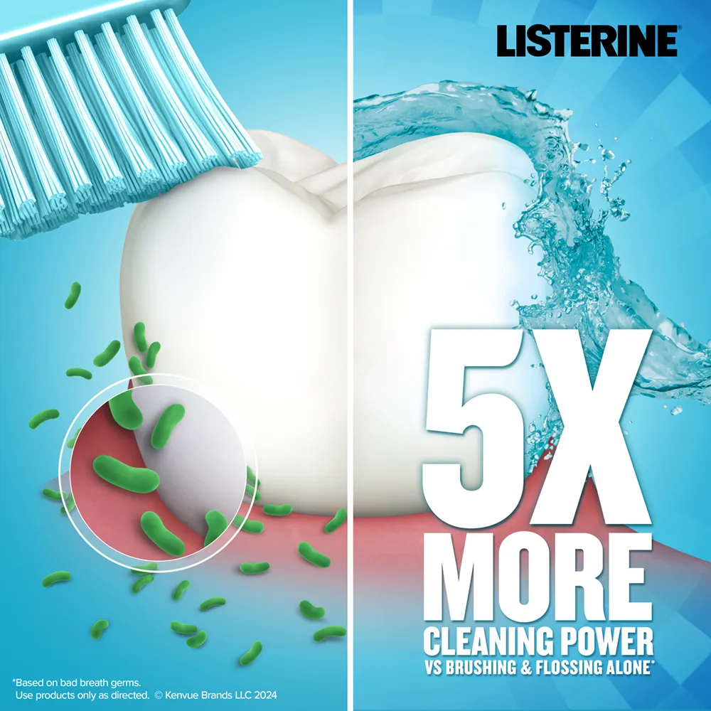 Listerine Cool Mint mouthwash is more effective than floss at reducing plaque