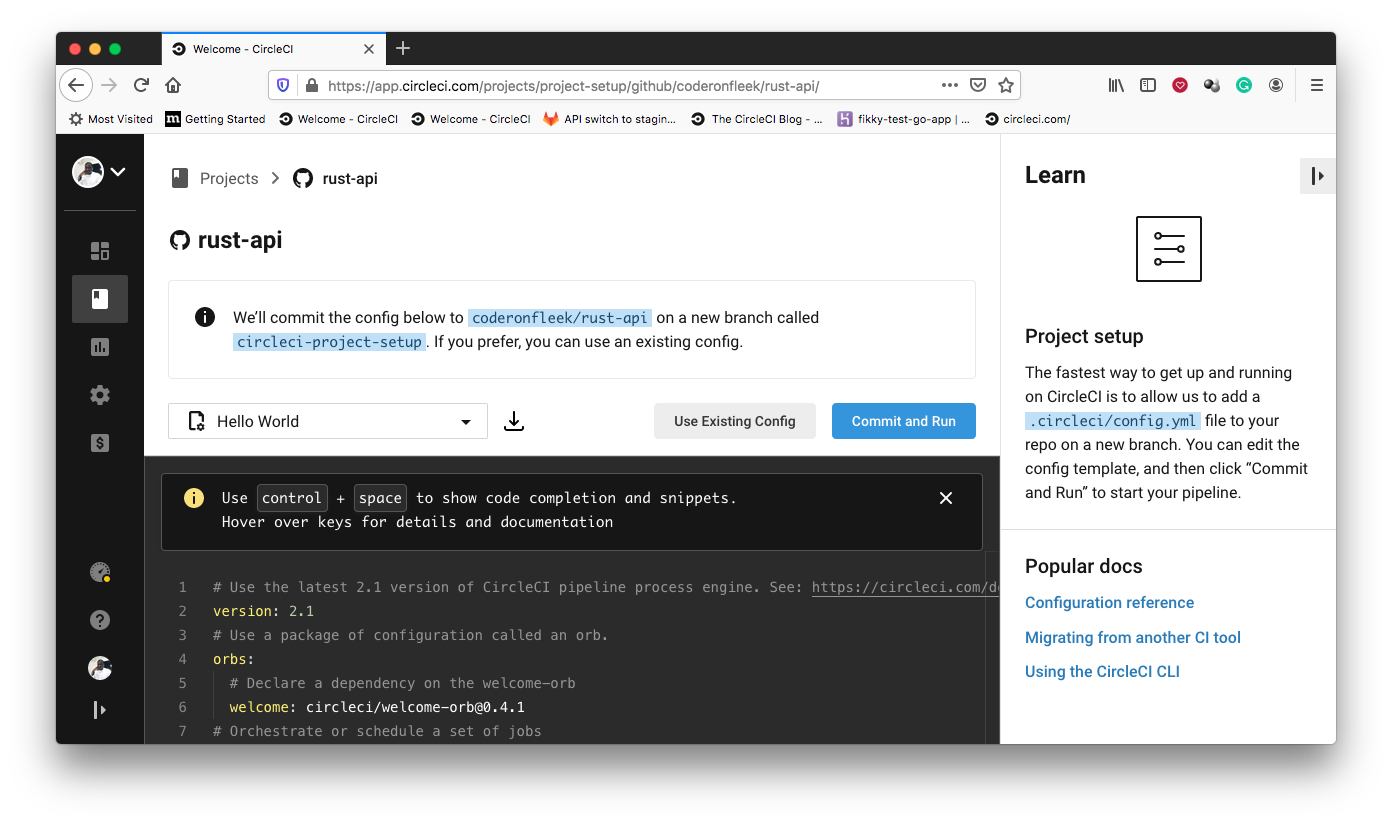 Rust アプリケーションの CI - CircleCI