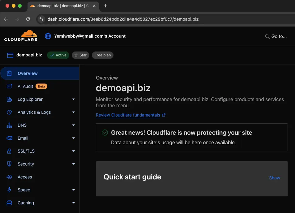 Cloudflare domain active