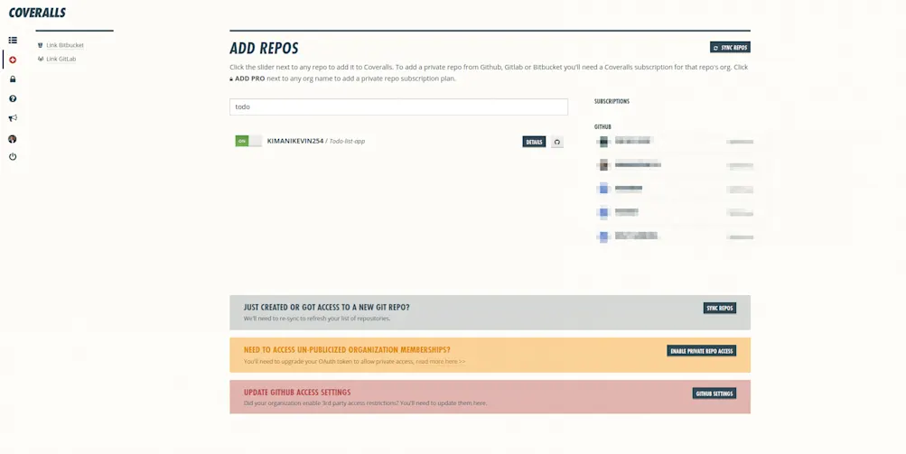 Add project to Coveralls