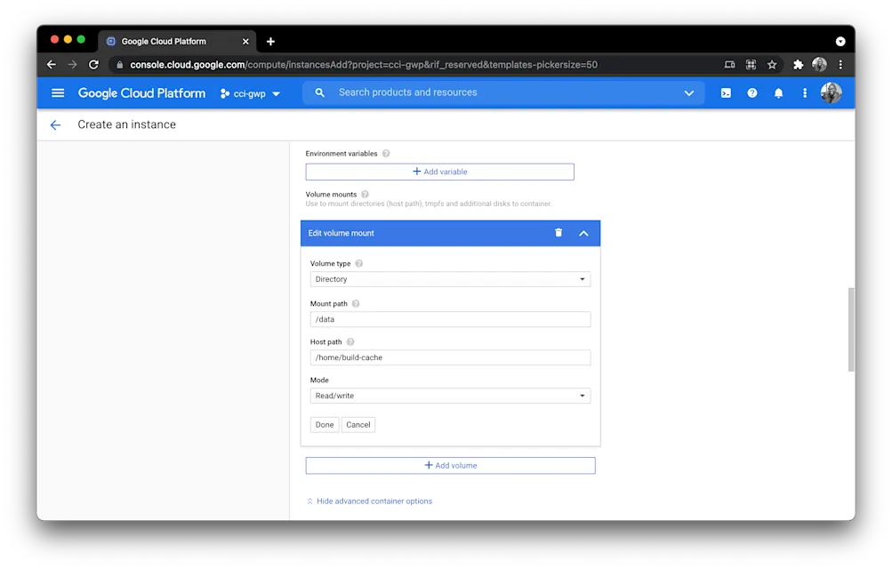Advanced Container Options