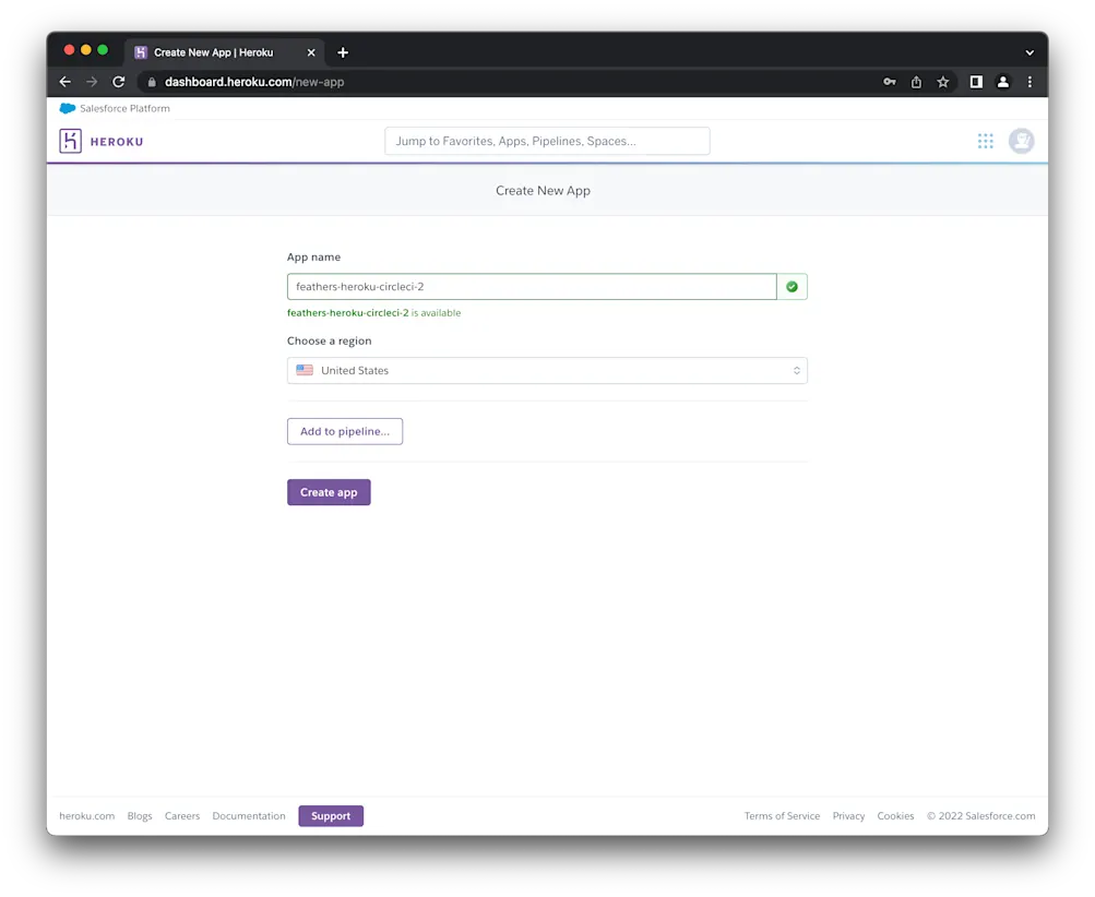 Create a Heroku app