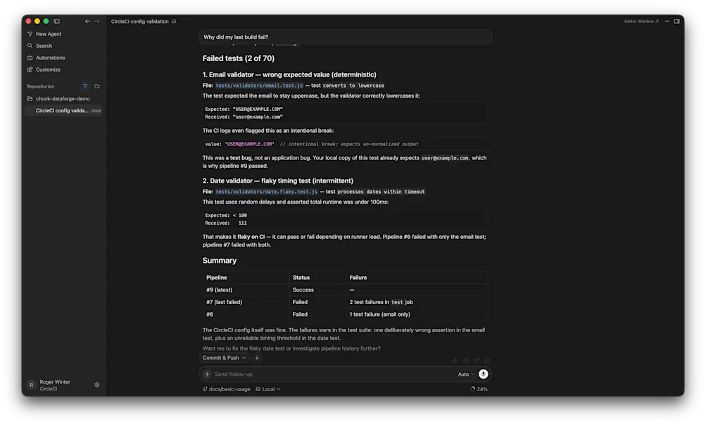 Using Cursor and the CircleCI MCP Server to examine build failure logs