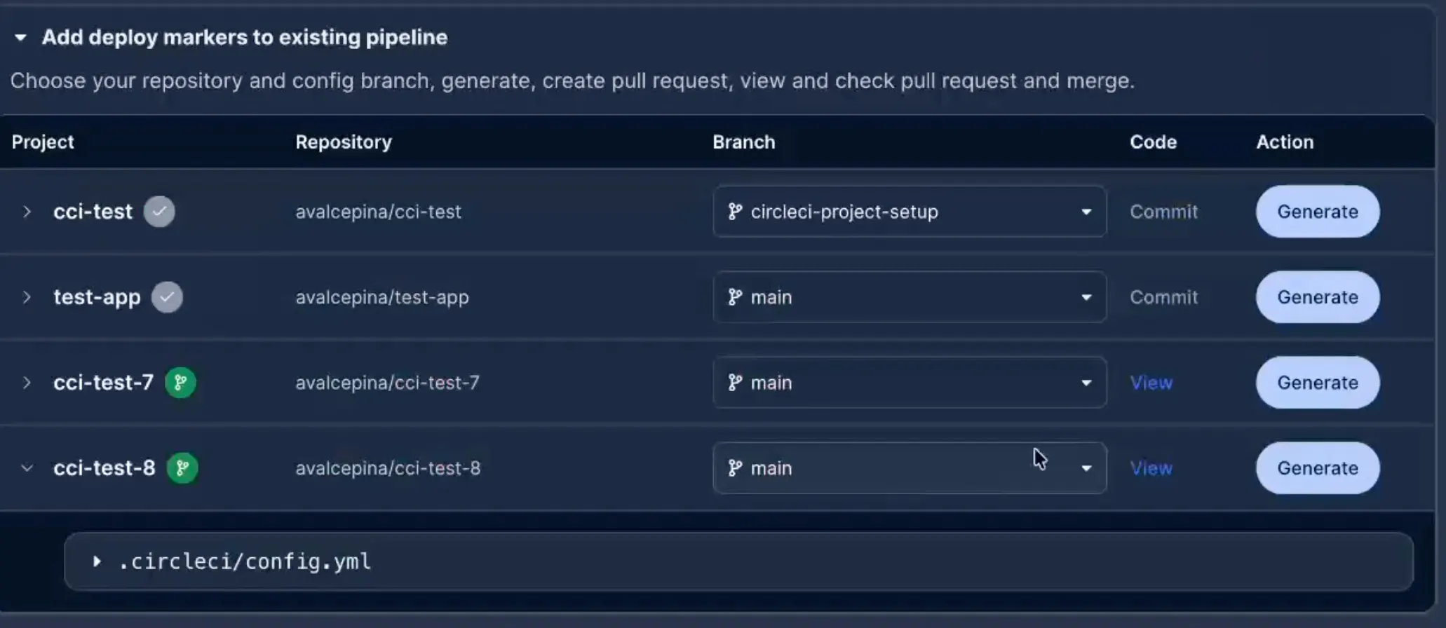 Deploy marker setup for multiple projects - CircleCI Changelog