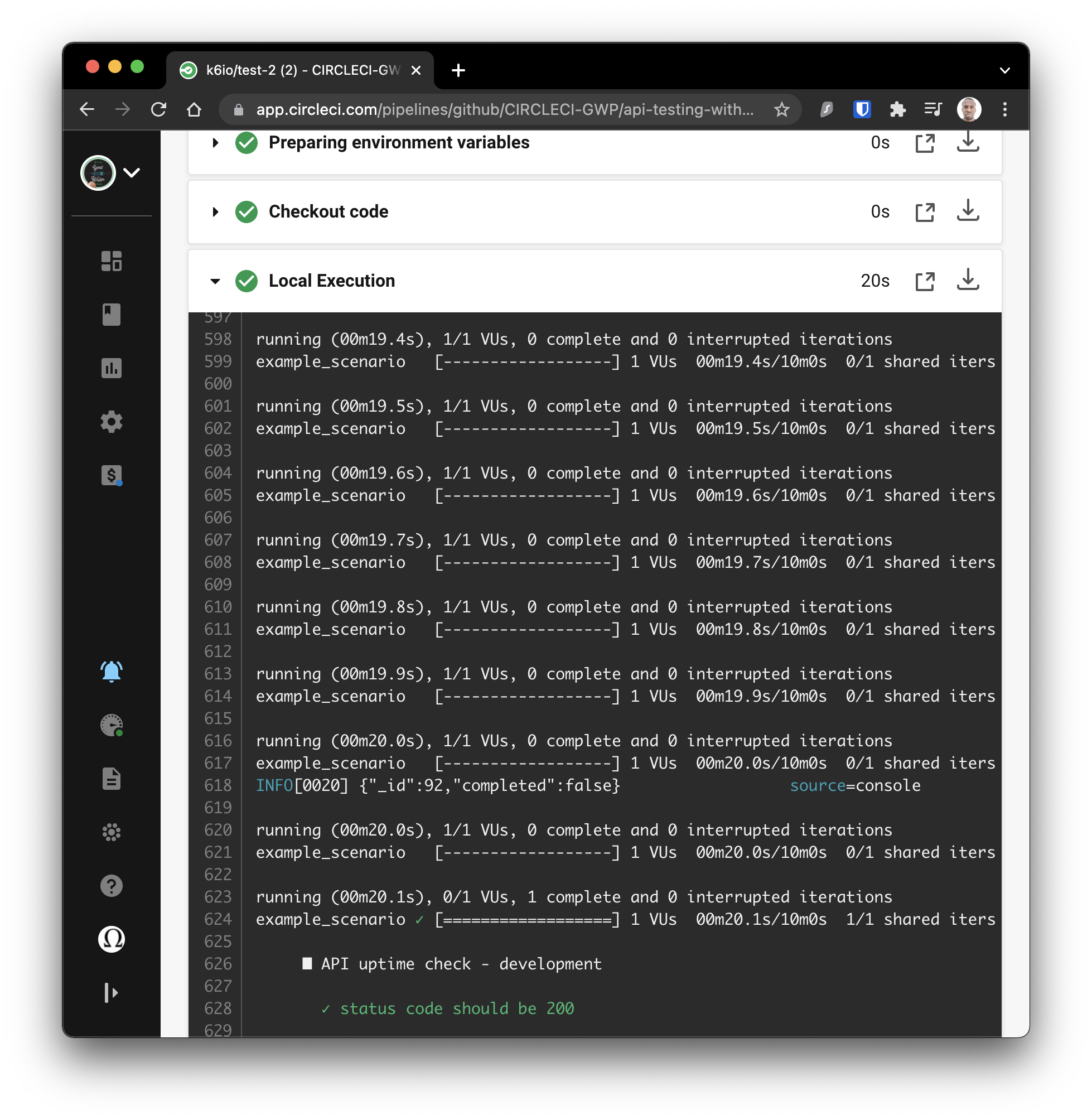 HTTP request testing with k6 - CircleCI
