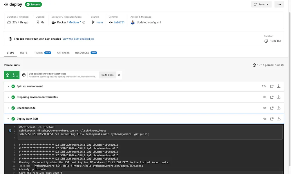  PythonAnywhere　ジョブの成功 