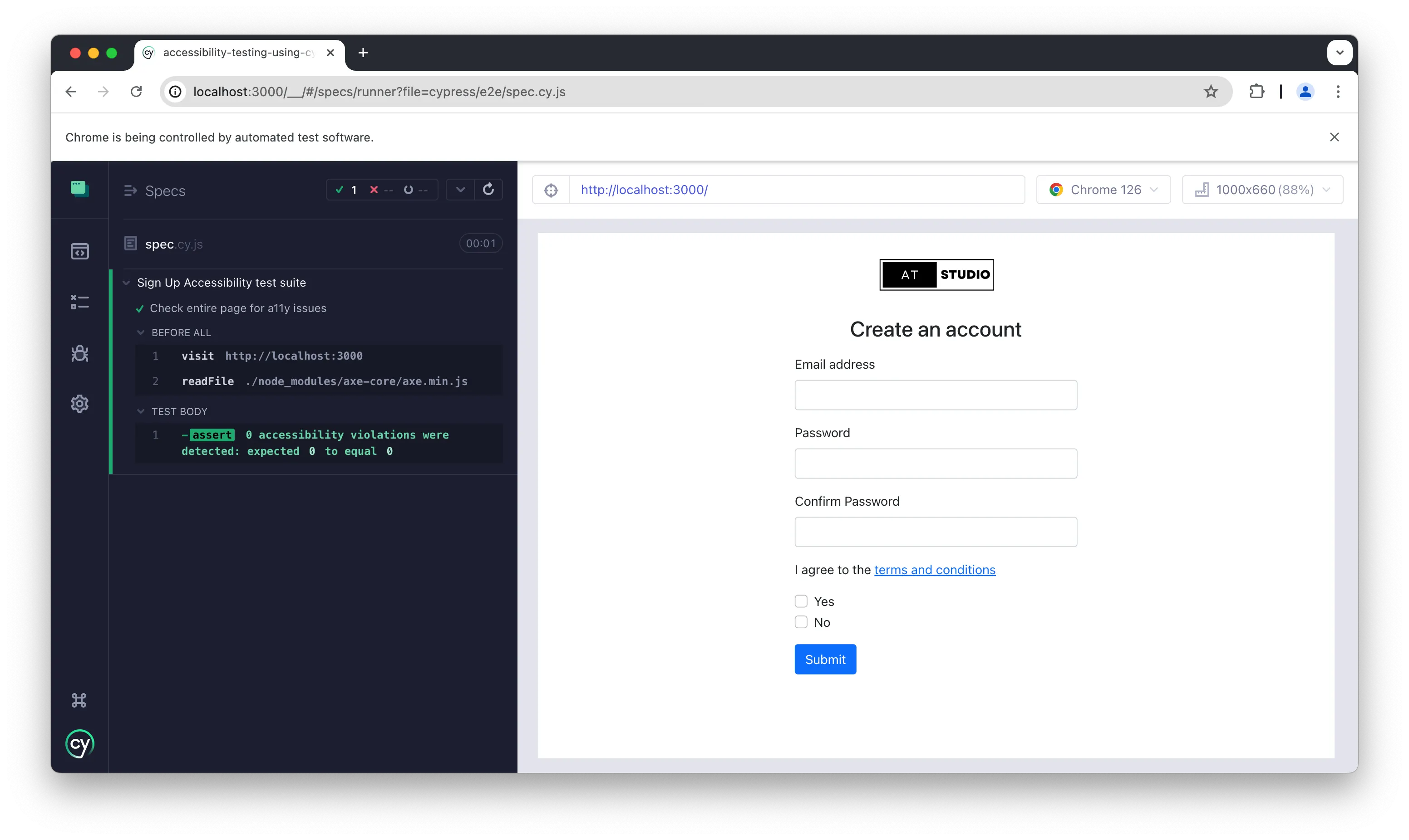 Accessibility testing with Cypress - CircleCI