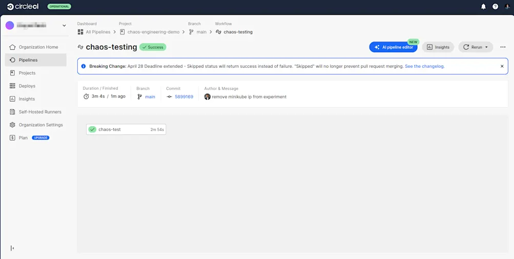 Successfully executed workflow