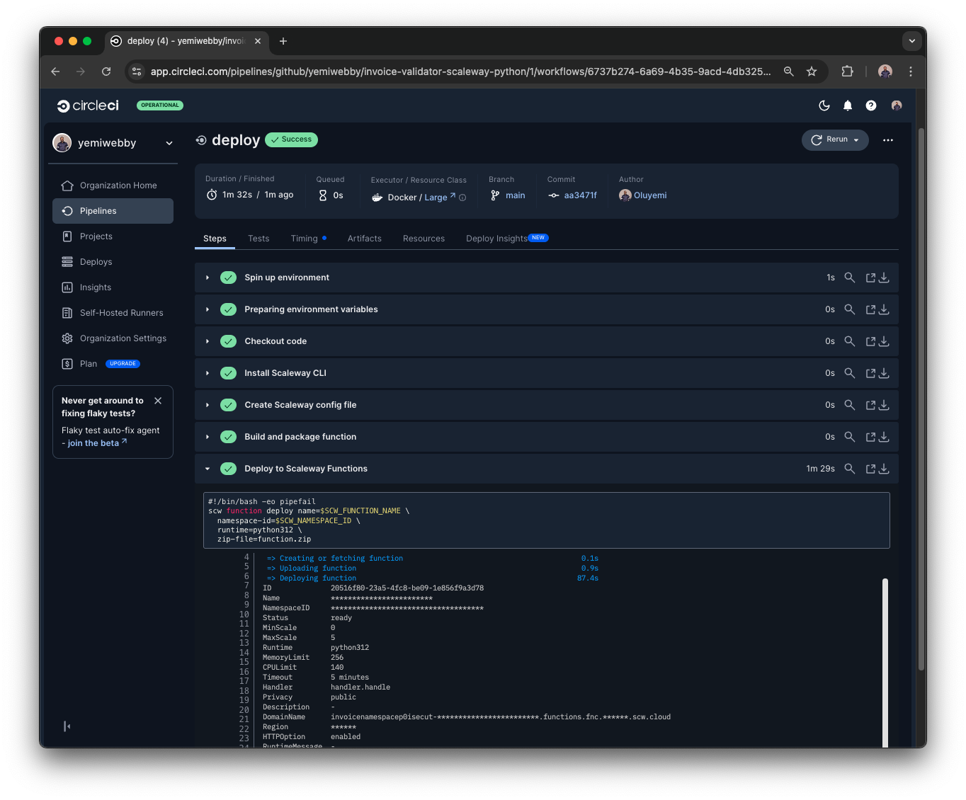 github - fortejas example-serverless-python-api:... Deploy a serverless Python API to Scaleway Functions using CircleCI ...