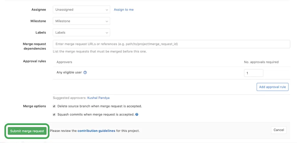 GitLab Merge request 画面