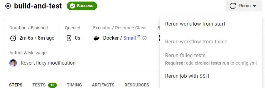 失敗したテストを再実行する