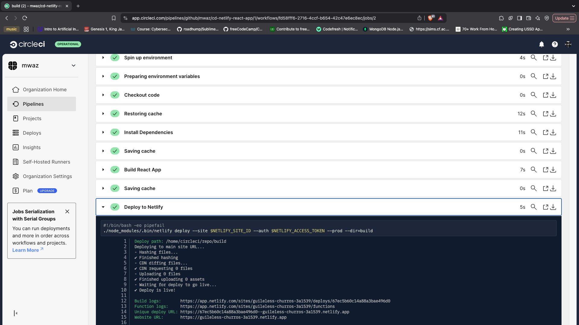 Deploying a React application to Netlify - CircleCI