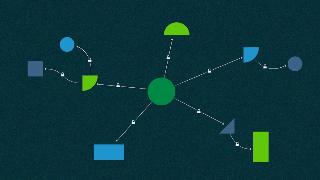 Components of different shapes share a system of connection points stretching out from a central component.