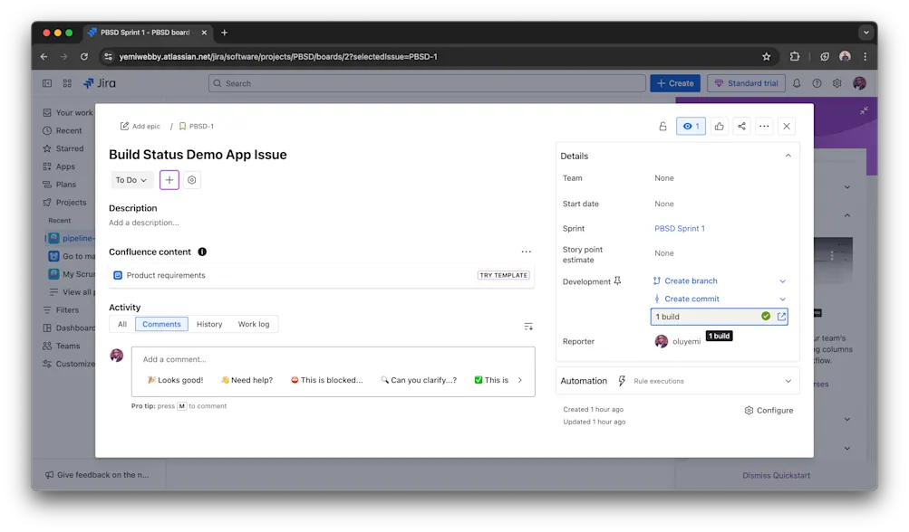 View CircleCI build on Jira