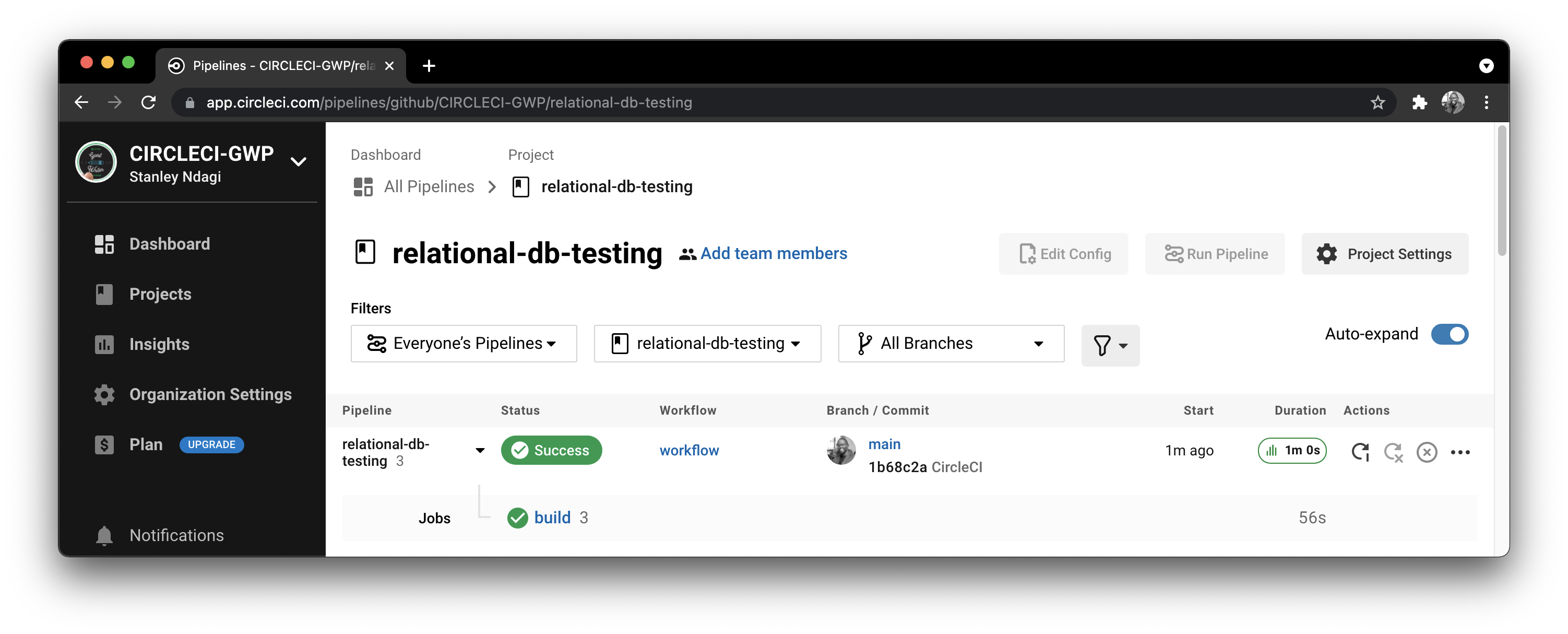Performing database tests on SQL databases - CircleCI