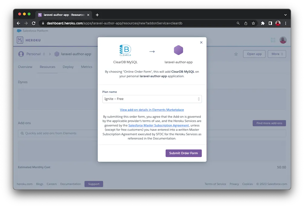 Submit database form
