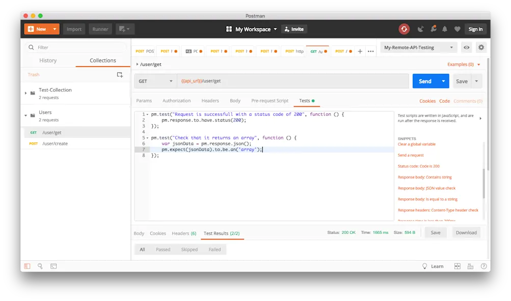 テスト 1 の追加 - Postman