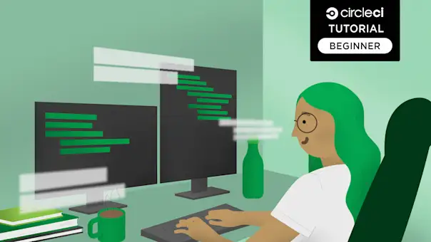 Developer B sits at a desk working on a beginning-level project.