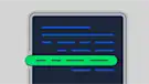 One line of code is magnified over a stylized screen of code.