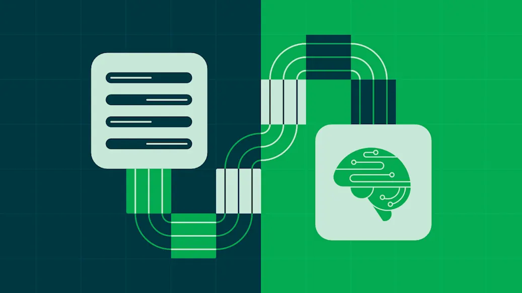 Stylized mechanics send a flow of data to an electronic brain.