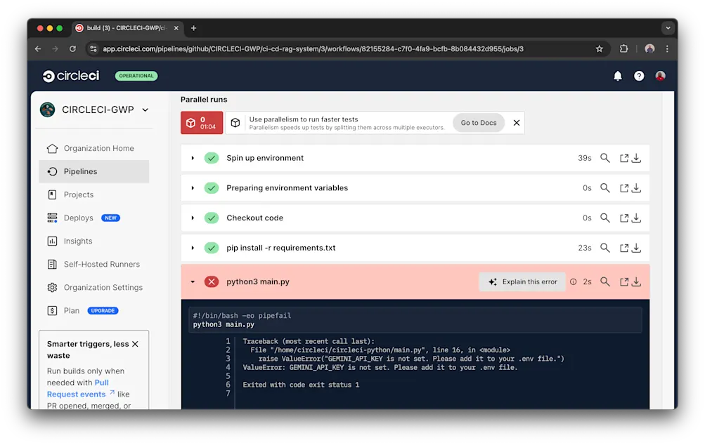 CircleCI build failure