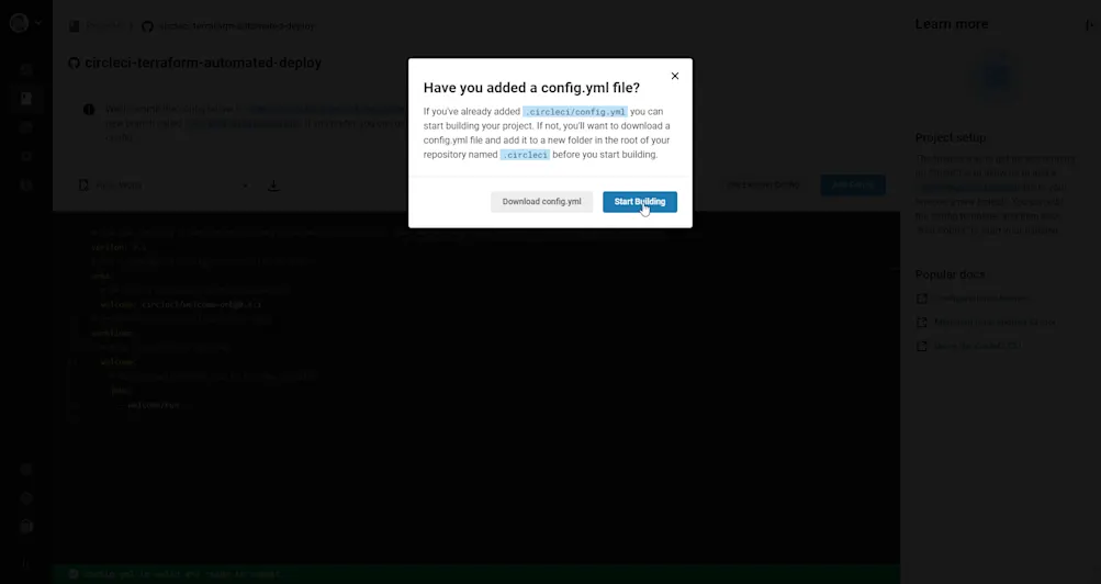 Config file Wizard confirmation modal