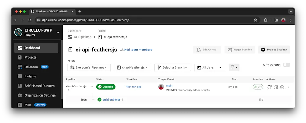 CircleCI project successful