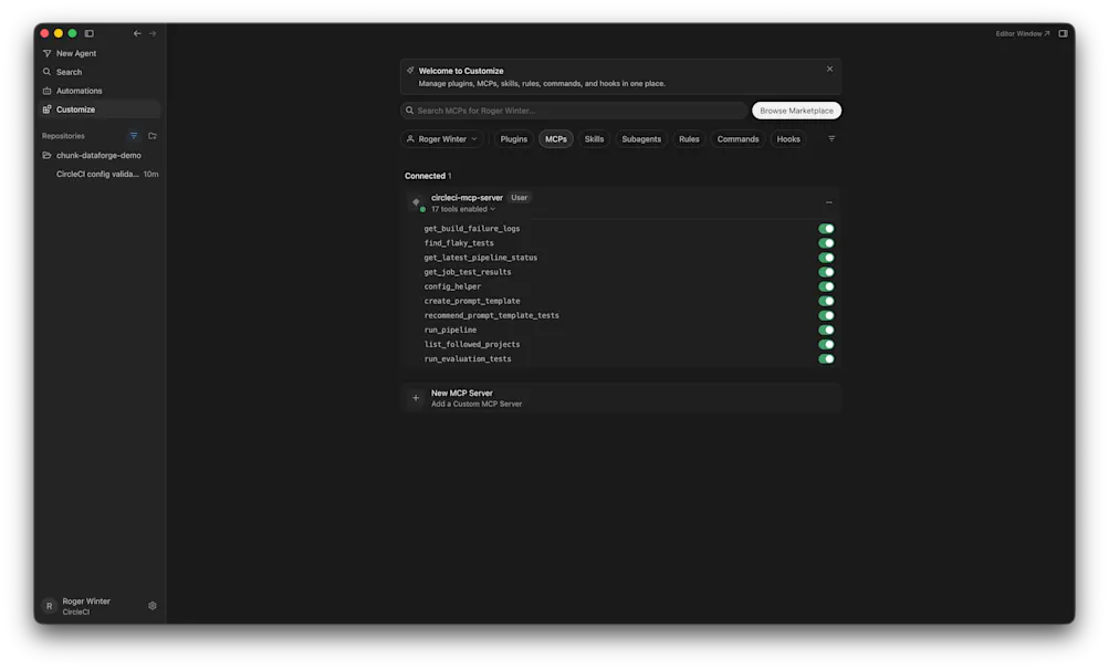 Confirming CircleCI MCP Server installation in Cursor