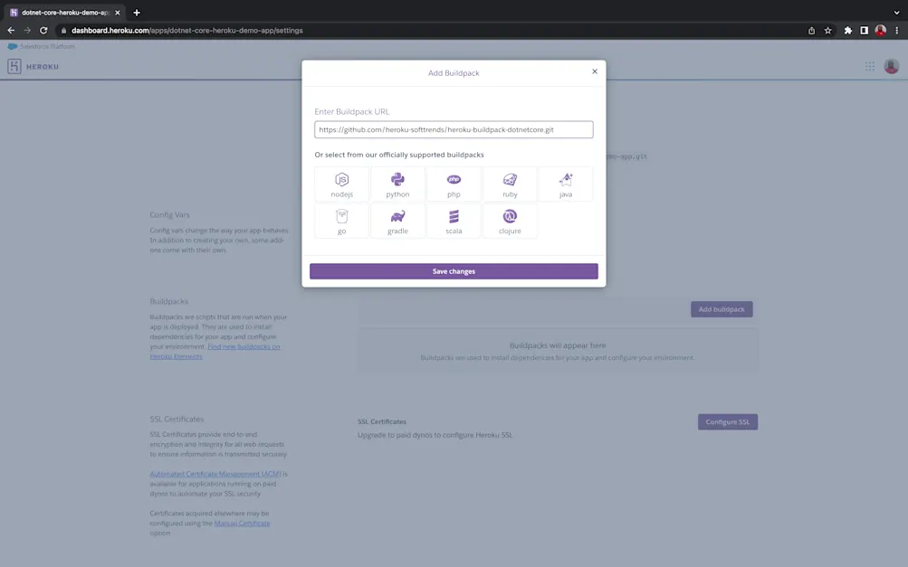 Add buildpack using a URL