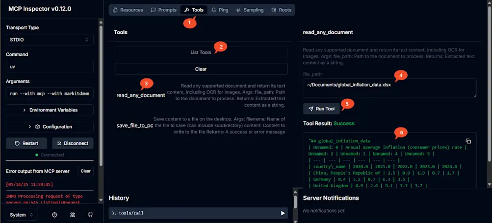 MCP server testing tool