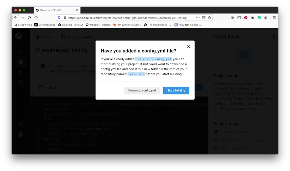 ビルドに関するプロンプト - CircleCI