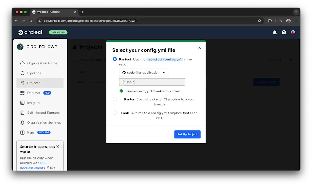 Select project branch