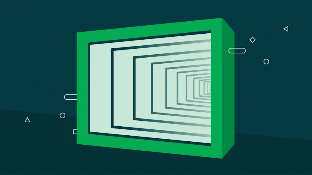 Infinite monitors stretch into the distance.