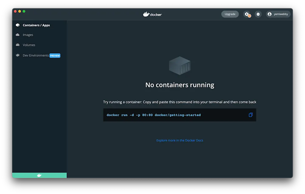 Docker Desktop is ready