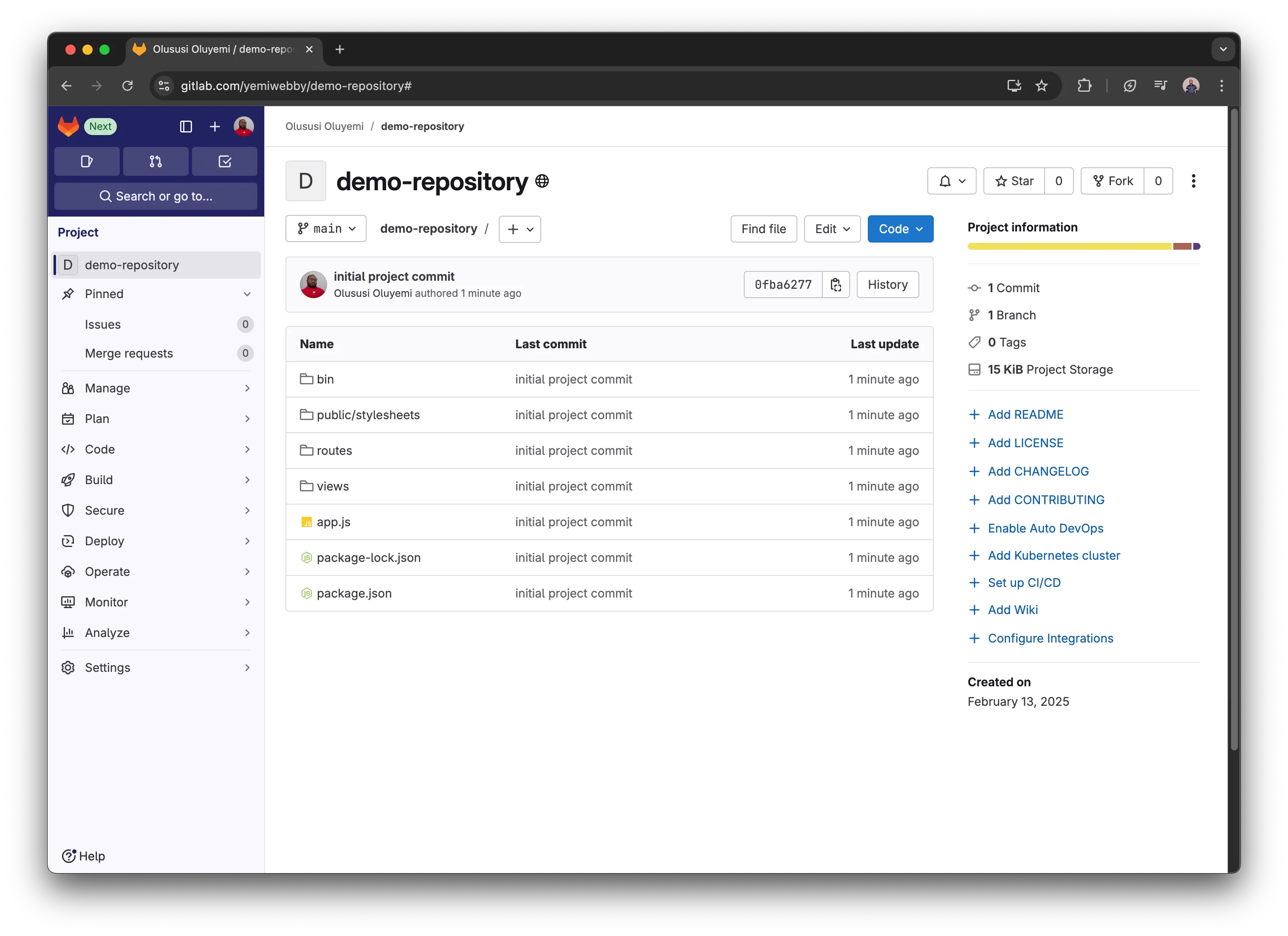 Pushing a project to GitLab - CircleCI
