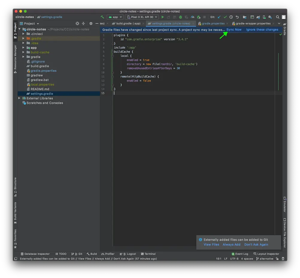 Local Build Cache Settings