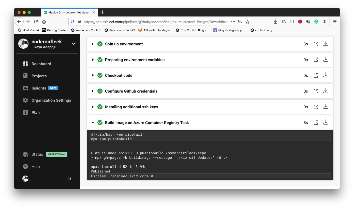 Continuously deploy custom images to an Azure container registry - CircleCI