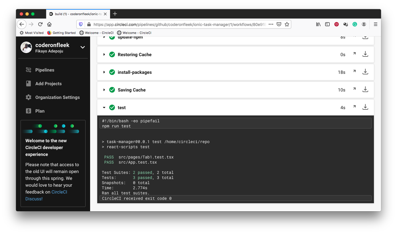 Continuous integration for Ionic applications - CircleCI
