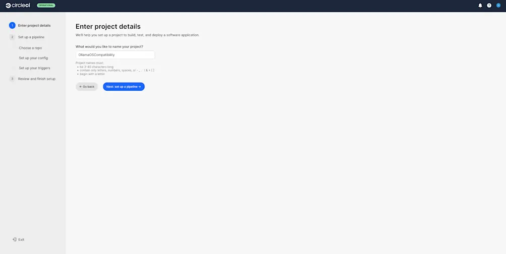 CircleCI project tab