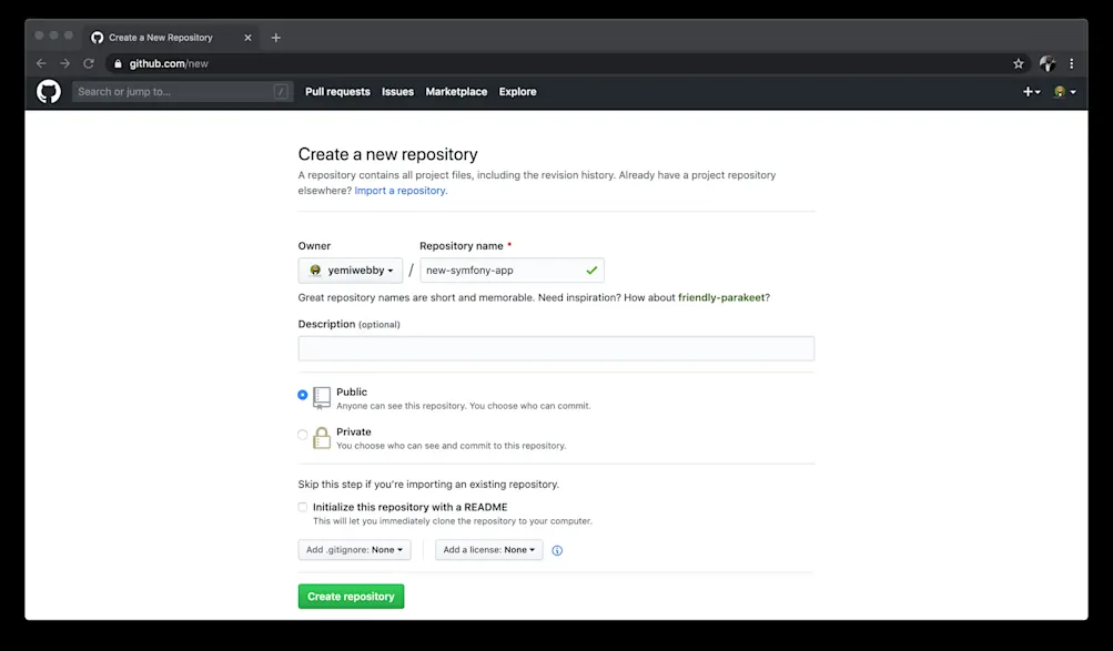 GitHub create new repository